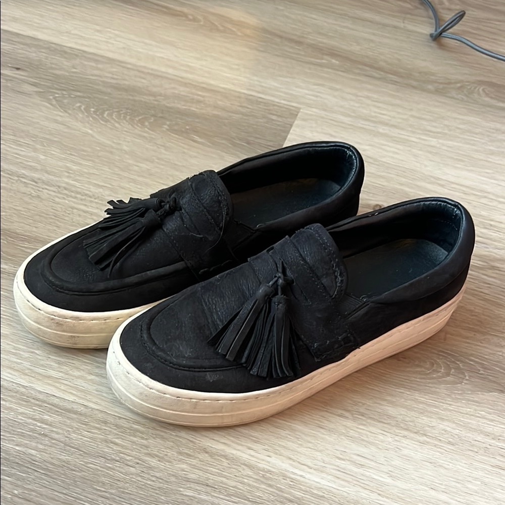 J/Slides Black Tassel Loafers